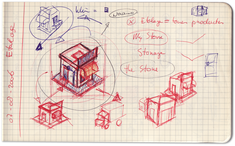 An image of early sketches of the Checkout icon.